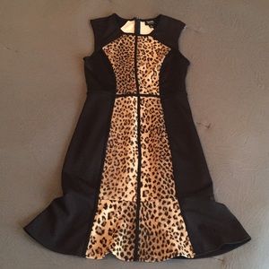 Nicole Miller Cheetah Print Fit & Flare Dress